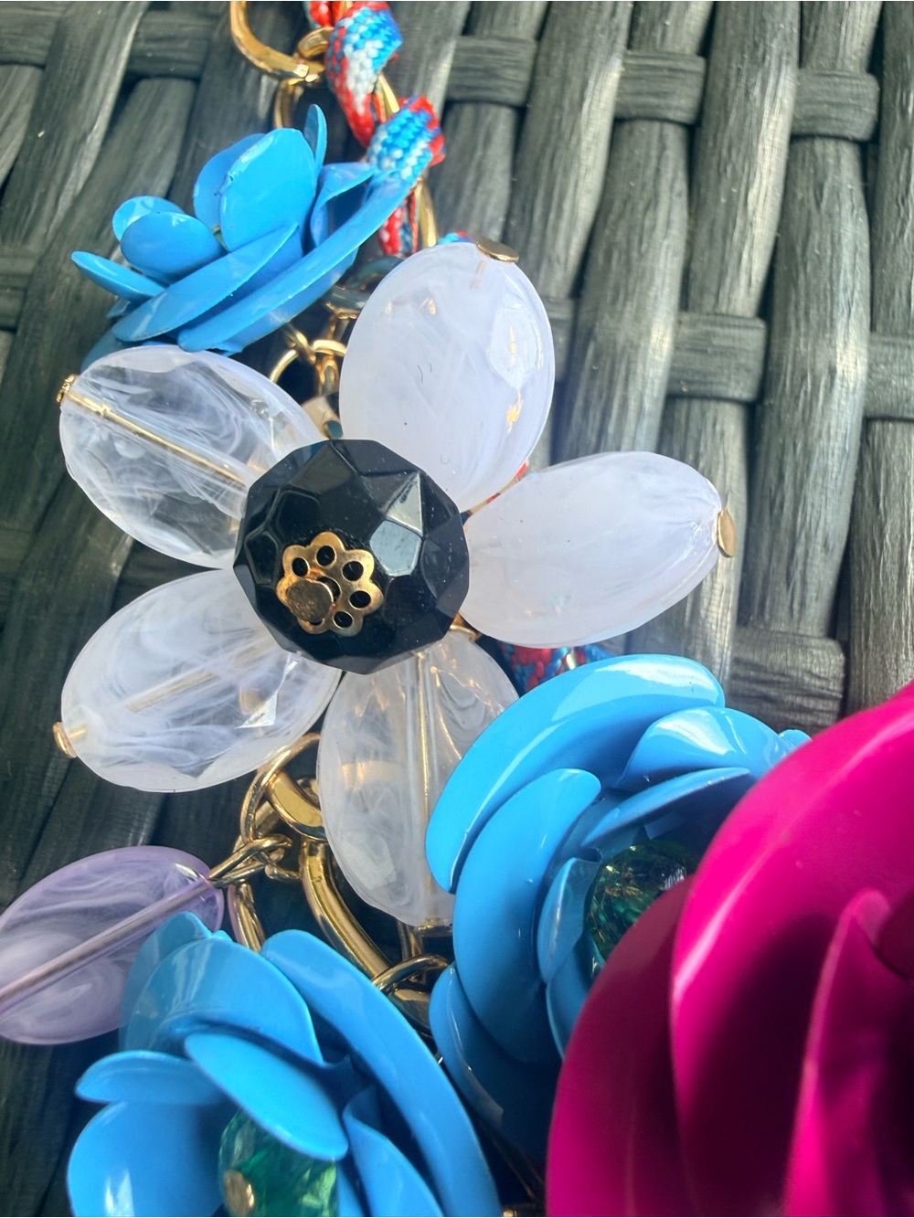 Aratta Multicolor Floral Statement Necklace with Pink, Blue & Yellow Accents - Picture 3 of 4